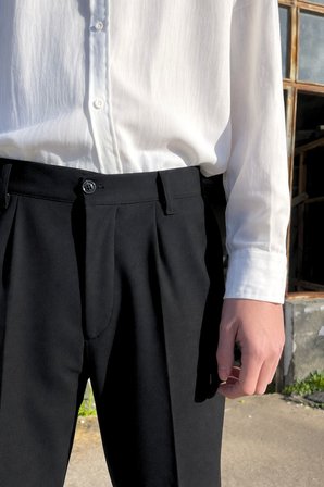 Premium Baggy Kumaş Pantolon Siyah