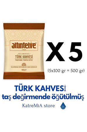 TÜRK KAHVESİ 5X100 GR (500 gr) TAŞ DEĞİRMENDE ÖĞÜTÜLMÜŞ