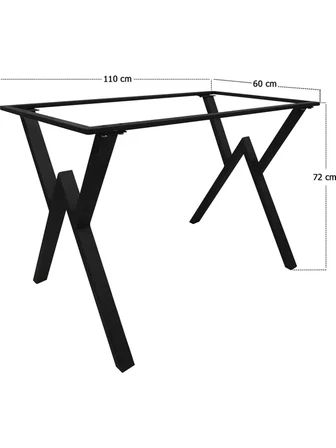 Retro X Ayak Metal Masa Ayağı - Üst Çerçeveli, Elektrostatik Boyalı 60x110 cm