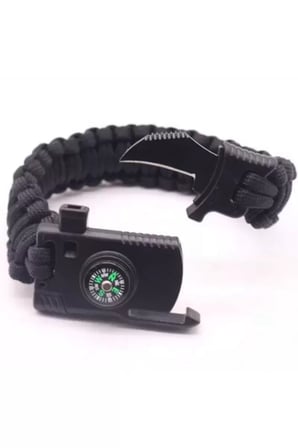 Paracord Survival Ateş Başlatıcı Magnezyum Çubuğu Bıçak Pusula Ikaz Düdüklü Bileklik