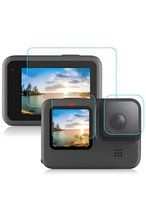 Gopro Hero 9 10 11 12 Tamperli 3 Parça Kırılmaz Cam Ekran Koruyucu