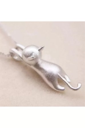 Kolye Gümüş Tiny Sevimli Kedi Kadın Parlak Sevgililer Günü Hediye