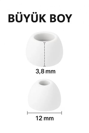 1 Çift 2 Adet Kulaklık Silikonu Uyumlu Büyük 12mm Beyaz