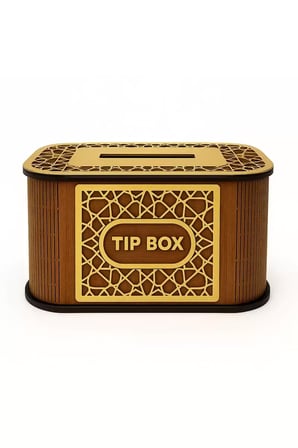 Kilitli Ahşap Bahşiş Kutusu Tip Box Aynalı Altın Renk Pleksi Kaplamalı Kumbara