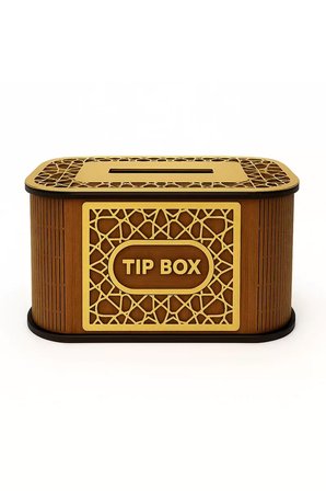 Kilitli Ahşap Bahşiş Kutusu Tip Box Aynalı Altın Renk Pleksi Kaplamalı Kumbara