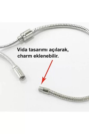 Bileklik 925 Ayar Gümüş Ayarlanabilir Charm Vidalı Kilitli Uyumlu Kadın Bileziği