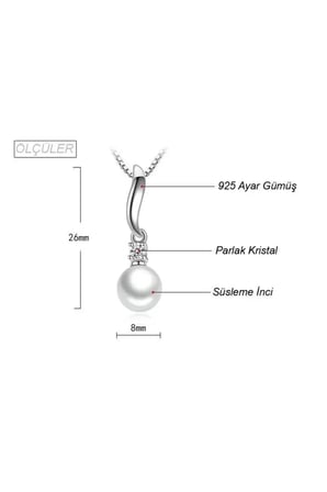 Kolye 925 Ayar Inci Taşlı Gümüş Kadın Hediye