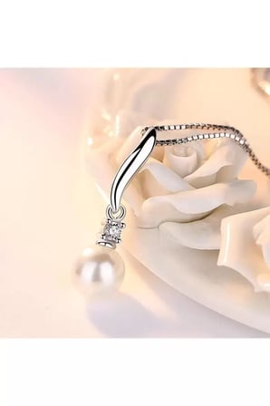 Kolye 925 Ayar Inci Taşlı Gümüş Kadın Hediye