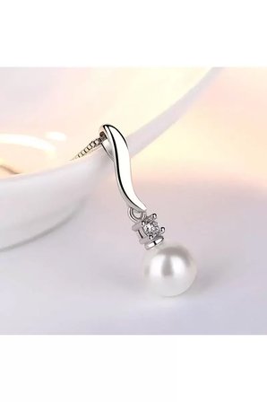 Kolye 925 Ayar Inci Taşlı Gümüş Kadın Hediye