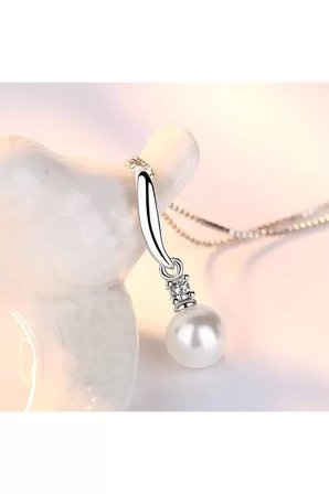 Kolye 925 Ayar Inci Taşlı Gümüş Kadın Hediye