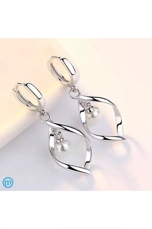 Kolye 925 Ayar Gümüş Inci Taşlı Özel Tasarım Gümüş ve Küpe Seti