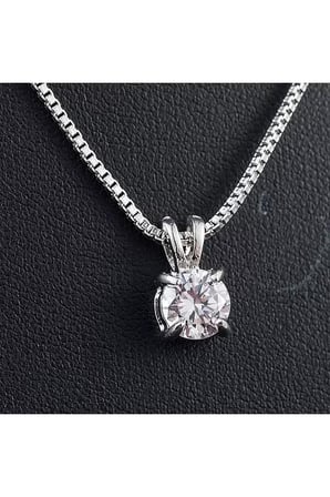 Kolye 925 Ayar Gümüş Kristal Taşlı Zincirli Şık ve Zarif Kadın Kolye Modeli