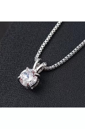 Kolye 925 Ayar Gümüş Kristal Taşlı Zincirli Şık ve Zarif Kadın Kolye Modeli