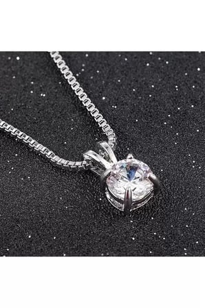 Kolye 925 Ayar Gümüş Kristal Taşlı Zincirli Şık ve Zarif Kadın Kolye Modeli