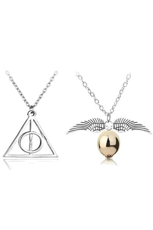 Snitch Golden ve Ölüm Yadigarları Üçgen Harry Potter Unisex Kolye