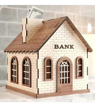 Kilitli Ahşap Ev Kumbara & Tip Box Banka Görünümlü Bahşiş Kutusu Cafe Restoran Para