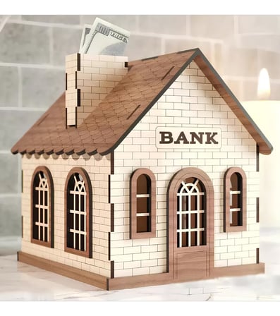 Kilitli Ahşap Ev Kumbara & Tip Box Banka Görünümlü Bahşiş Kutusu Cafe Restoran Para