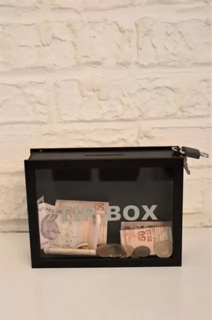Kumbara Ahşap Önü Şeffaf Pleksili Özel Yapım Kilitli Siyah Tip Box