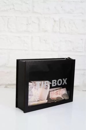Kumbara Ahşap Önü Şeffaf Pleksili Özel Yapım Kilitli Siyah Tip Box