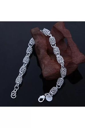 Bileklik 925 Ayar Içi Boş Kristal Telkari Kadın Gümüş Kaplama