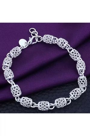 Bileklik 925 Ayar Içi Boş Kristal Telkari Kadın Gümüş Kaplama