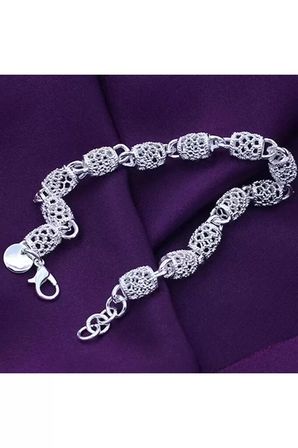 Bileklik 925 Ayar Içi Boş Kristal Telkari Kadın Gümüş Kaplama