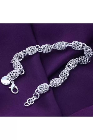 Bileklik 925 Ayar Içi Boş Kristal Telkari Kadın Gümüş Kaplama