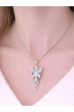 Kolye Gümüş Kaplama Evenstar Akşam Yıldızı Arwen Tasarım Kadın Zirkon Taşlı Zincirli