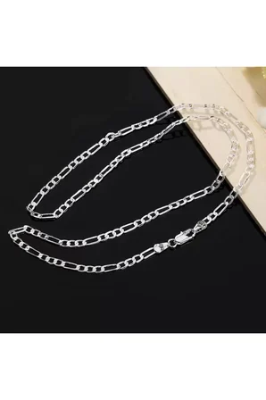 Kolye 925 Ayar Kadın Erkek Unisex Figaro Gümüş Kaplama Zincir