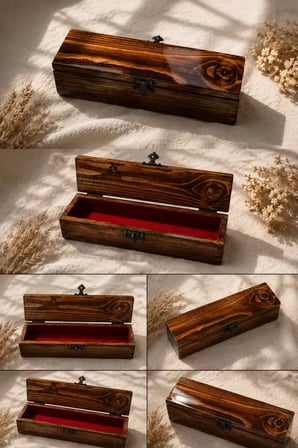 Kutusu Ahşap Tesbih Masif Cam El Yapımı 26x6x5 Cm Koleksiyon Kutusu