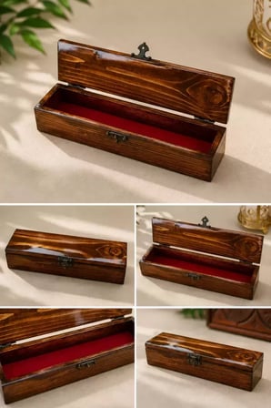 Kutusu Ahşap Tesbih Masif Cam El Yapımı 26x6x5 Cm Koleksiyon Kutusu