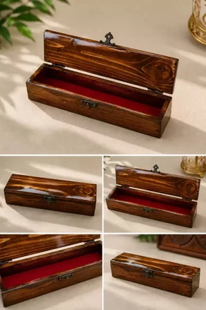 Kutusu Ahşap Tesbih Masif Cam El Yapımı 26x6x5 Cm Koleksiyon Kutusu