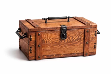 El Yapımı Masif Ağaç Ceviz Renk Ahşap Sandık 37X15X20 Cm Kulplu Saklama Kutusu Büyük