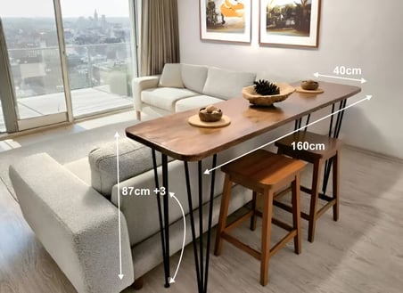 %100 Masif Bar Masası | Mutfak Adası, Kahve Köşesi, Yemek Masası, Oturma Odası Bistro 120x40