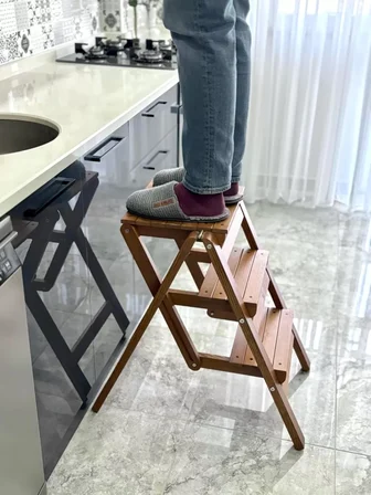Ahşap Merdiven Tabure Katlanır
