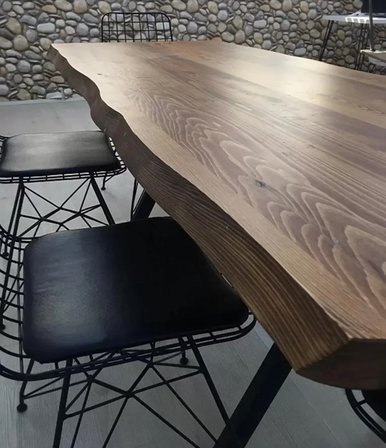 * Su Yolu Kenar Ahşap Masif Yemek Masası 100 x 200