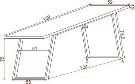 Ahşap Masif Ağaç Doğal Çalışma Masası Demir Iskelet Ofis Masası 70 x 150