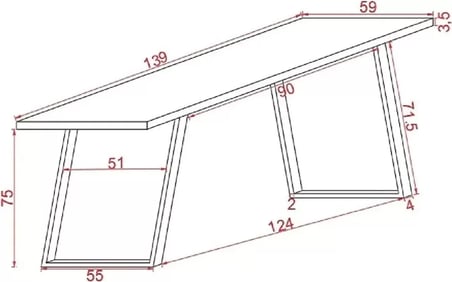 Ahşap Masif Ağaç Doğal Çalışma Masası Demir Iskelet Ofis Masası 80 x 150