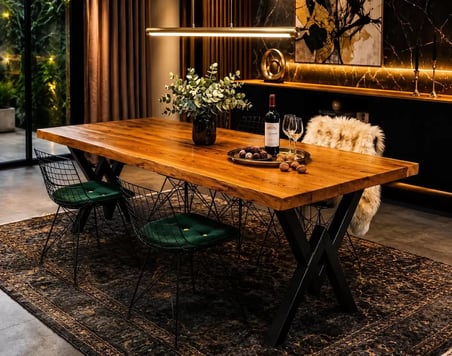 Ahşap Masif Ağaç Doğal Çalışma Masası Demir Iskelet Ofis Masası 70 x 150