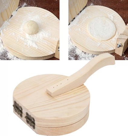 Masif Ahşap Hamur Pressi - Mutfak Hamur Bastırma Aparatı 20 Cm