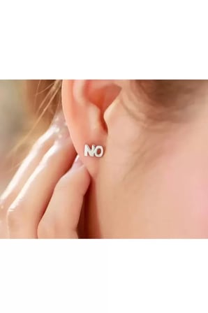 Küpe 925 Ayar Yes ve No Saplamalı Gümüş