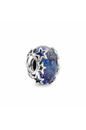 925 Ayar Gümüş Mavi Galaksi ve Yıldızlar Murano Charm