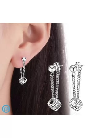 Küpe 925 Ayar Gümüş Özel Tasarım Küp İçi Taşlı