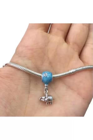 Fil ve Mavi Balon Pandora Bilek için Gümüş Charm Mavi