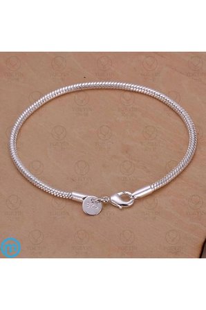 Bileklik 925 Ayar Gümüş Charm Takılabilir Kadın Erkek Unisex Gümüş Yılan Hediye