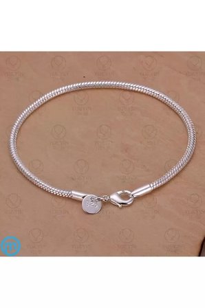 Bileklik 925 Ayar Gümüş Charm Takılabilir Kadın Erkek Unisex Gümüş Yılan Hediye