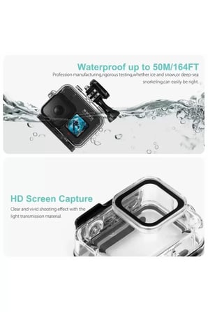 Gopro Hero 12 11 10 9 için 60m Sualtı Su Geçirmez Kılıf Muhafaza Housing ve Lens