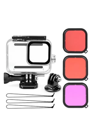 Gopro Hero 12 11 10 9 için 60m Sualtı Su Geçirmez Kılıf Muhafaza Housing ve Lens