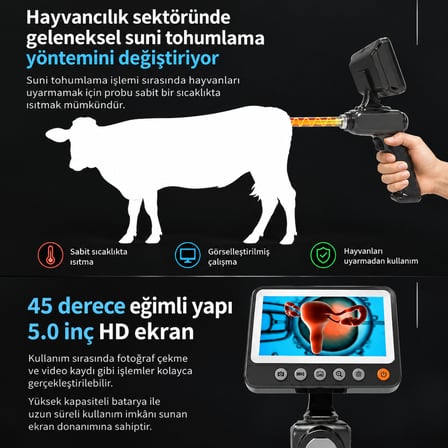 KMT-SUNI Görüntülü Suni Tohumlama Cihazı 5 İnç Ekranlı - Veteriner Endoskop Kamera