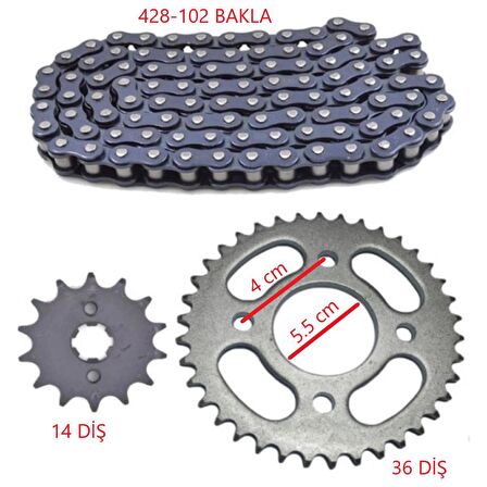 Kmtmak Motorsiklet Sfc Cup 100 Ön Arka Dişli Zincir Set